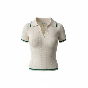 🍀Pink Rose Cream and Green Short Sleeve Polo Top & Matching Skirt